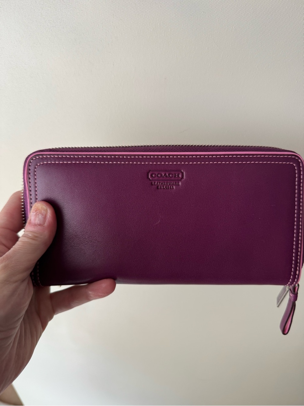Coach Plum Leather Zip Wallet
